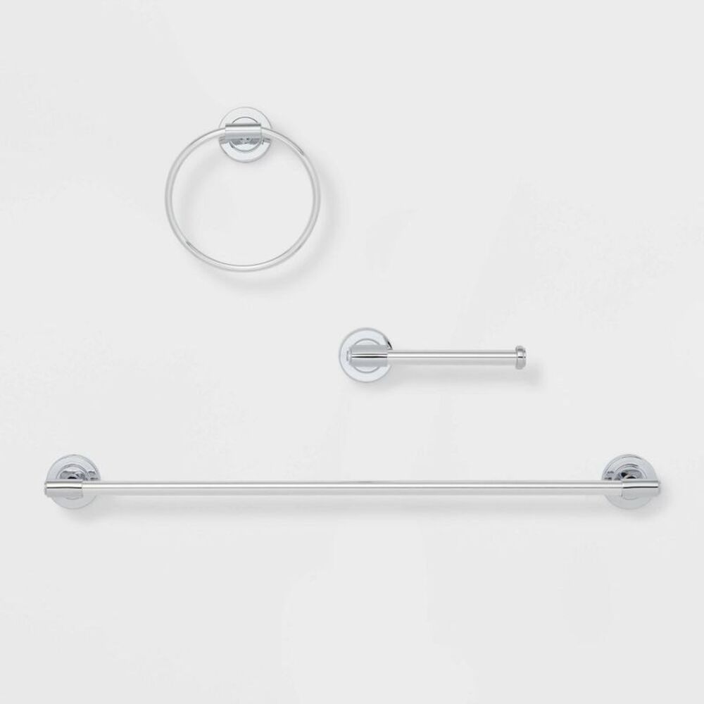 3pc Clean Bath Hardware Set Chrome - Threshold